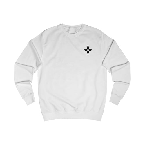 All We Need Is Money Sweatshirt weiß, gefaltete Vorderansicht mit Valor-Stern-Symbol